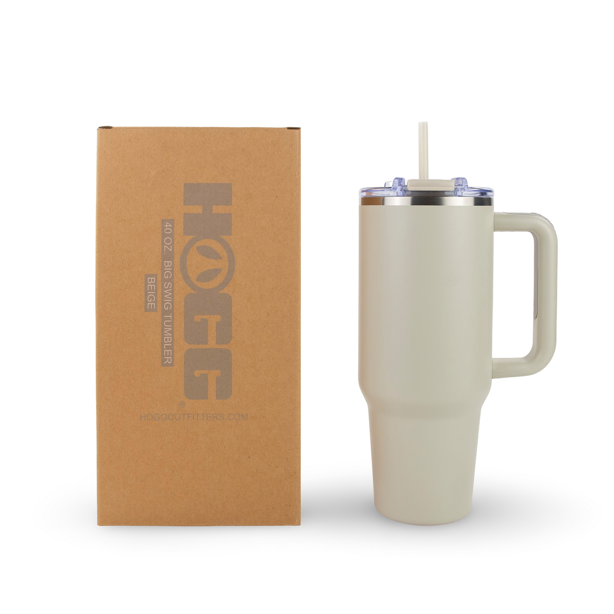 40oz powder coated tumbler with handle - Beige