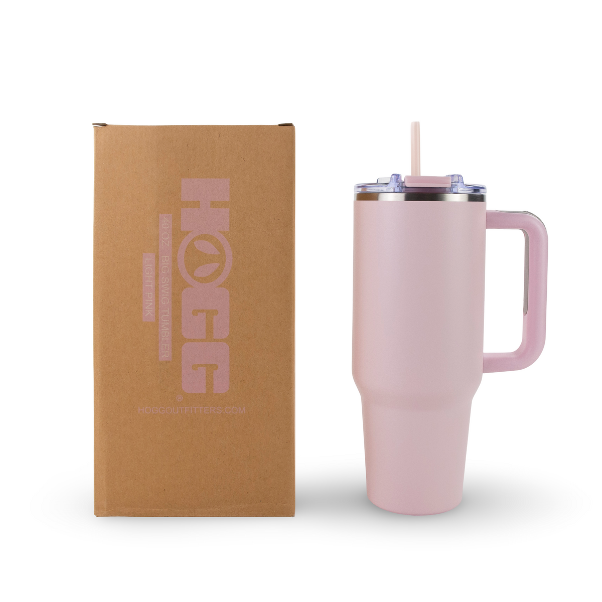 40oz powder coated tumbler with handle - Light Pink
