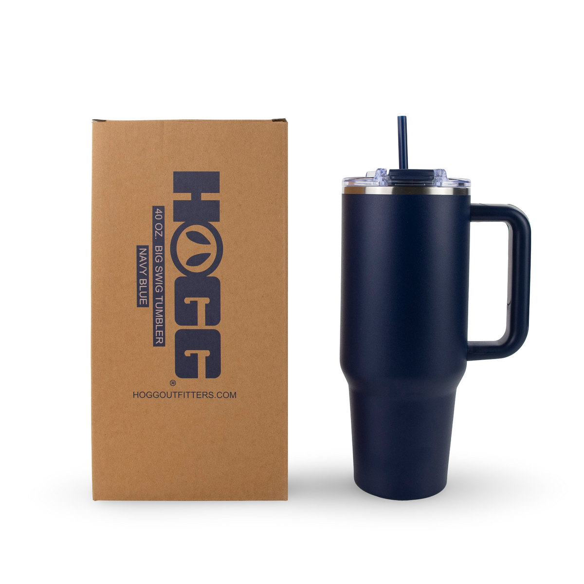 40oz powder coated tumbler with handle - Navy