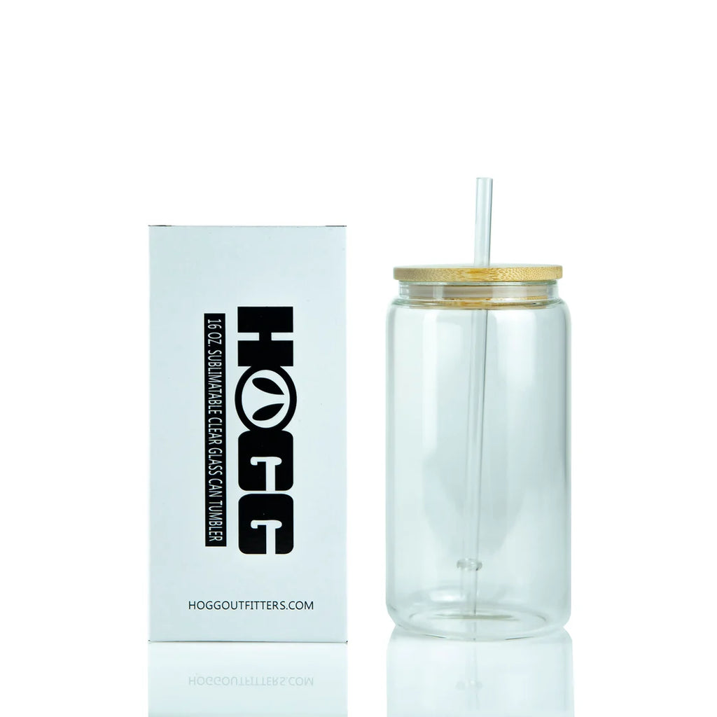 Custom Sublimated Clear Glass Can Tumbler - 12oz