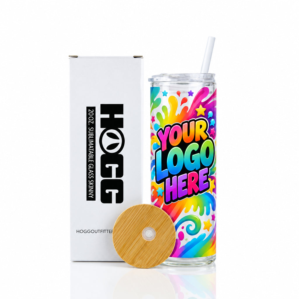 20oz sublimated clear glass skinny tumbler