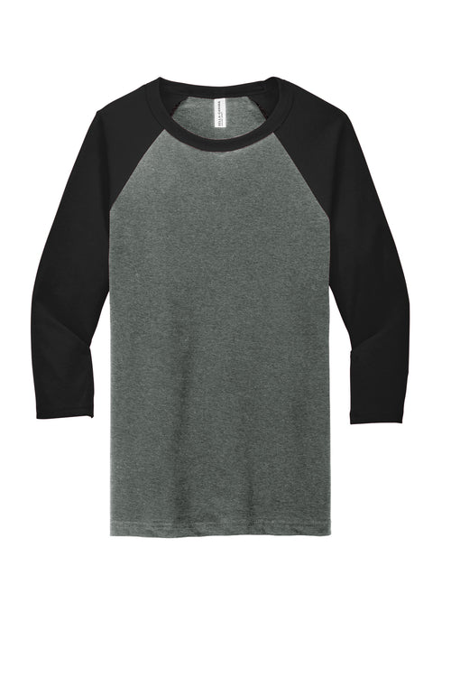 Bella Canvas 3200 Baseball Tee Deep Heather/Black