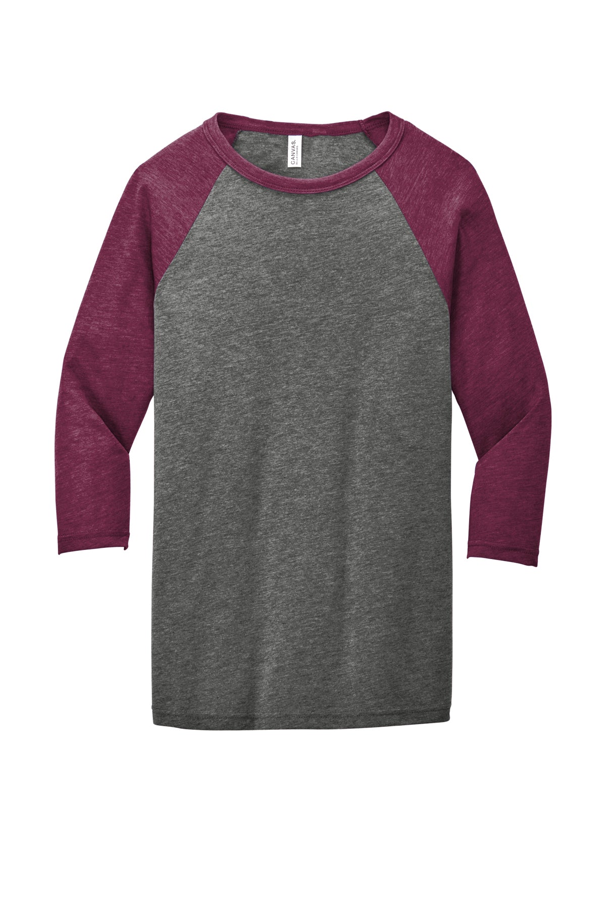 Bella Canvas 3200 Baseball Tee Grey/Maroon Triblend