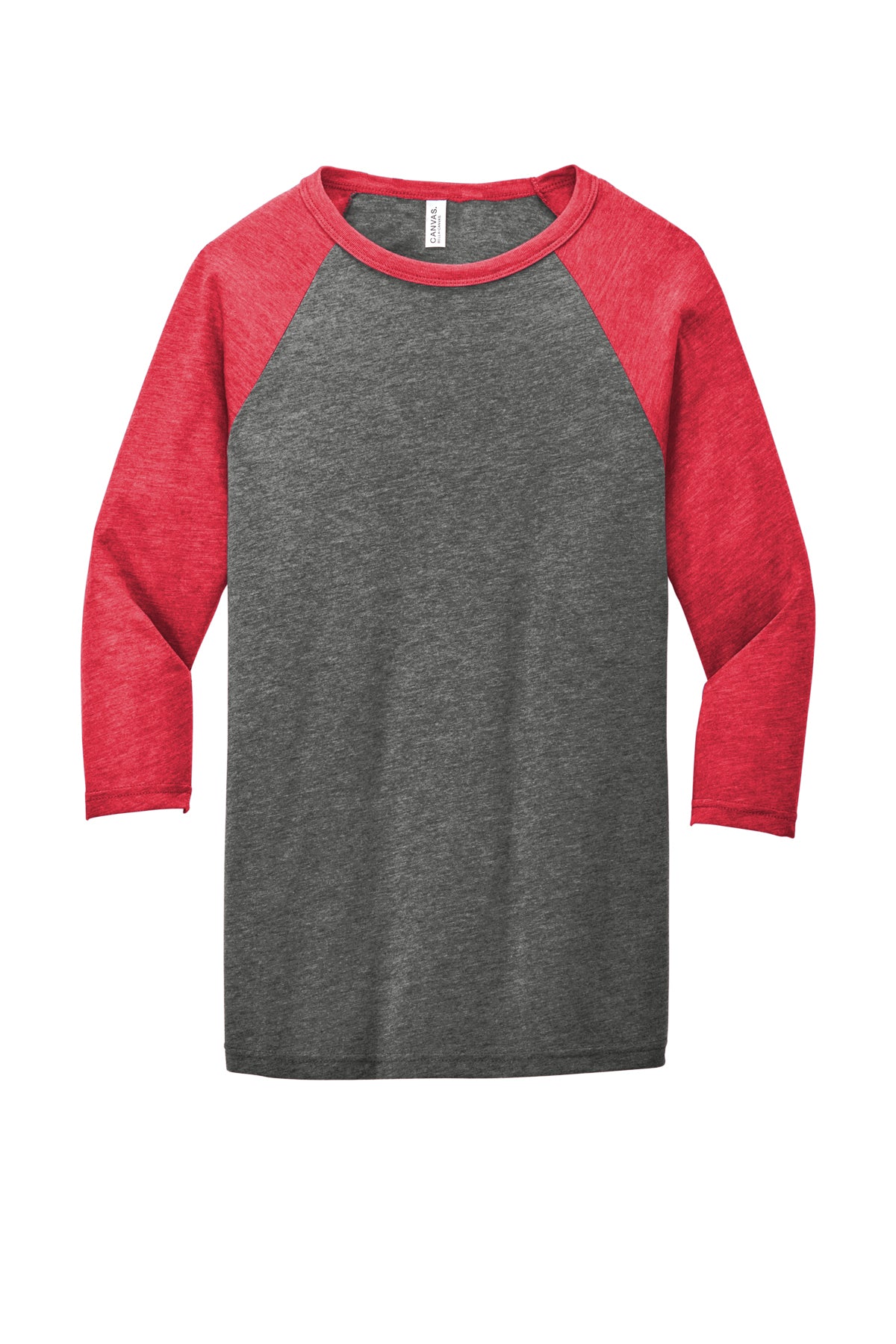 Bella Canvas 3200 Baseball Tee Grey/Red Triblend