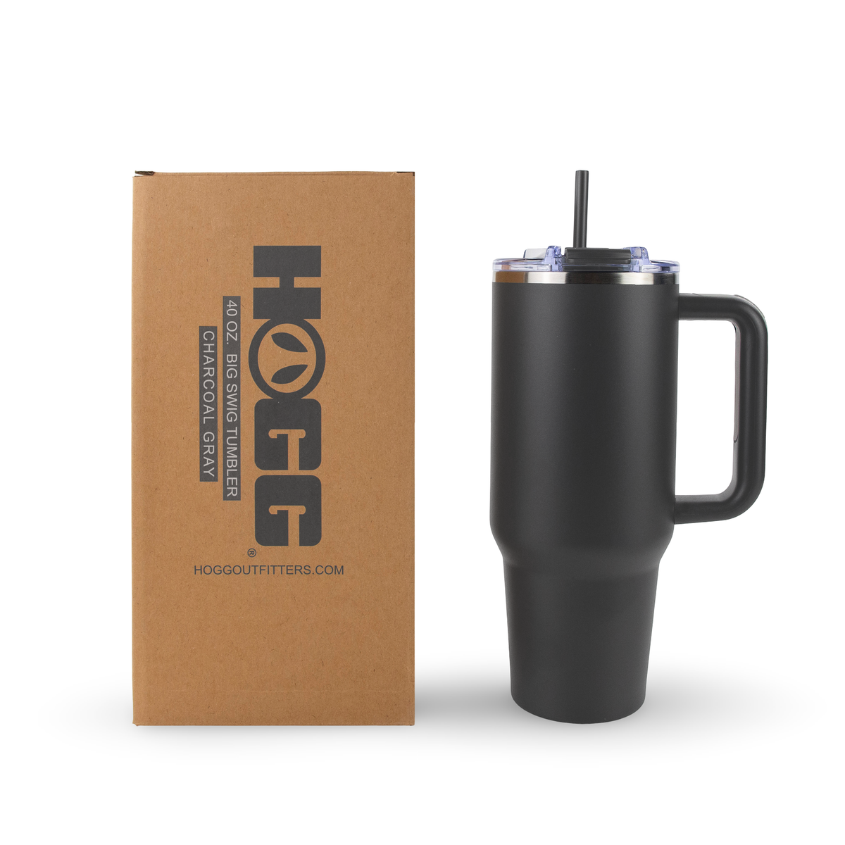 40oz powder coated tumbler with handle - Charcoal Gray