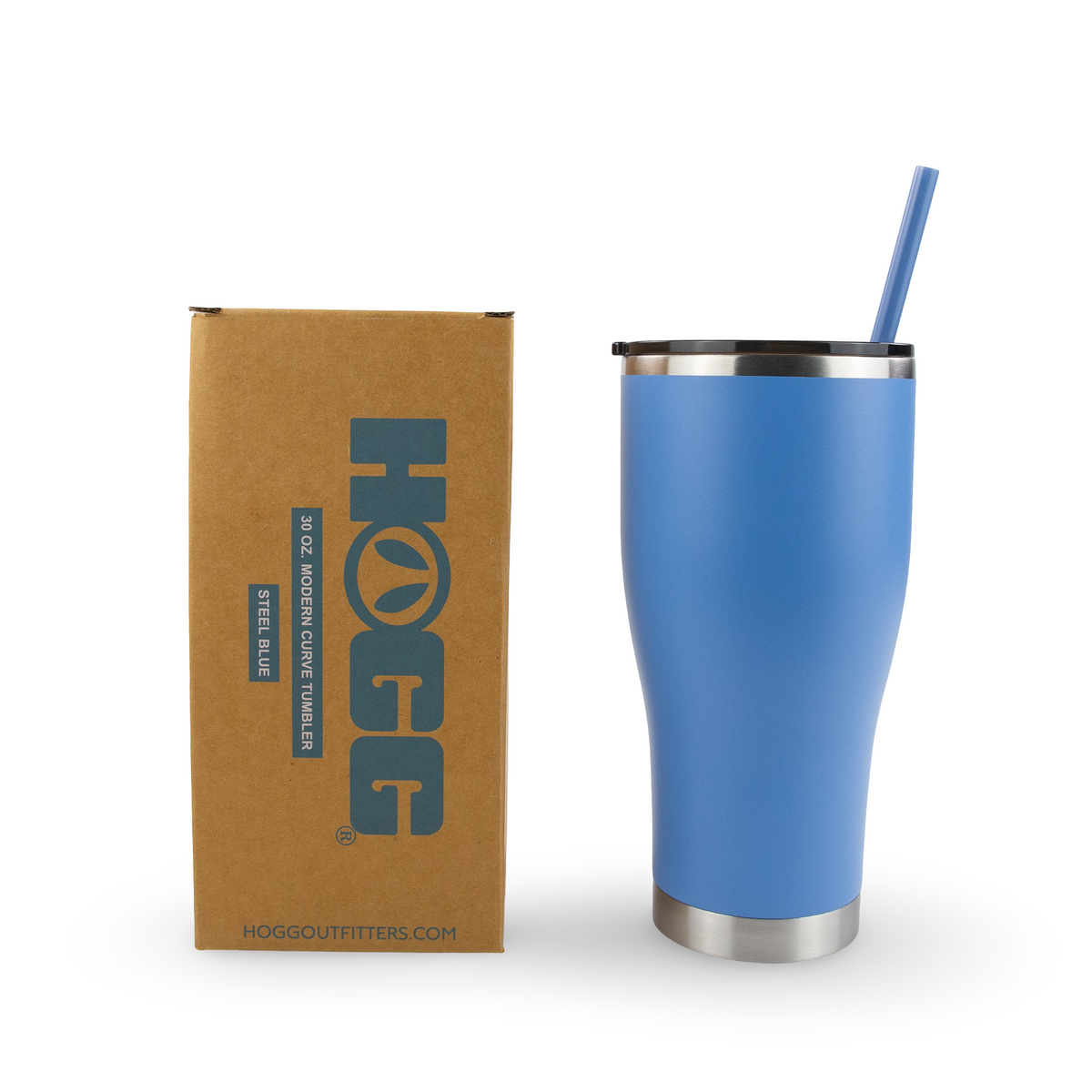 30oz powder coated curve tumbler - Steel Blue