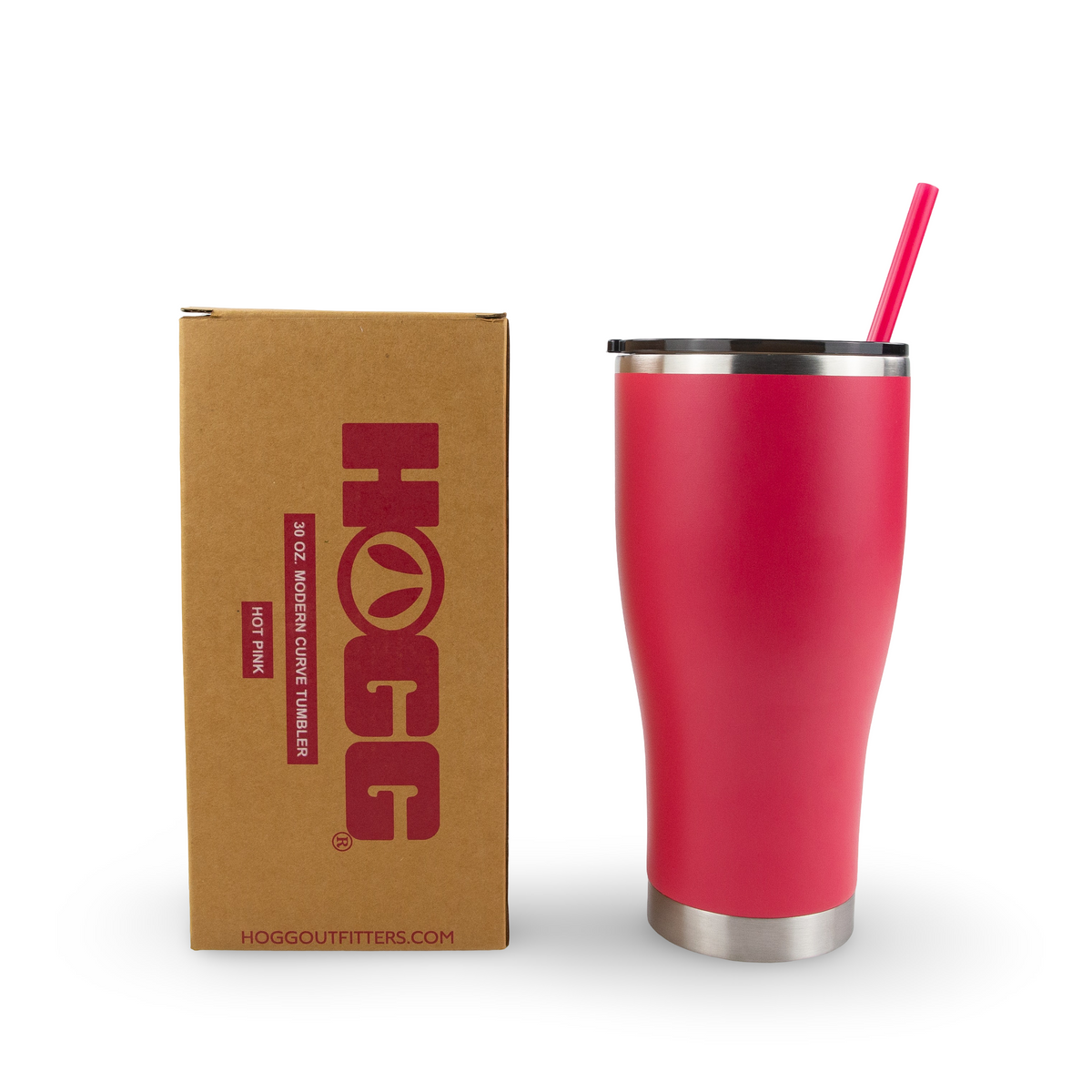 30oz powder coated curve tumbler - Hot Pink