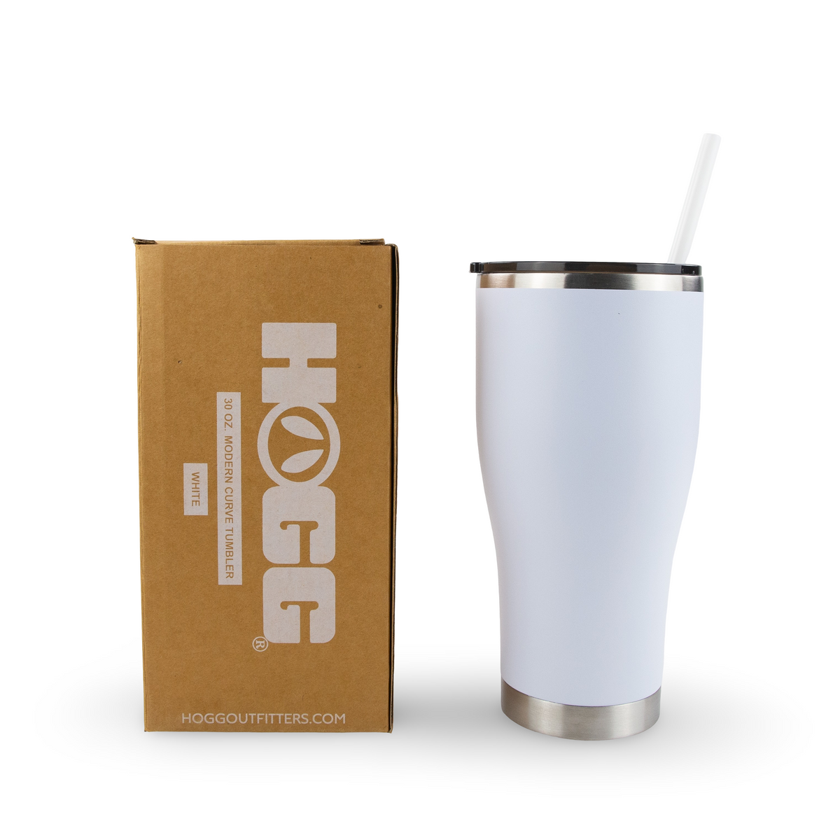 30oz powder coated curve tumbler - White