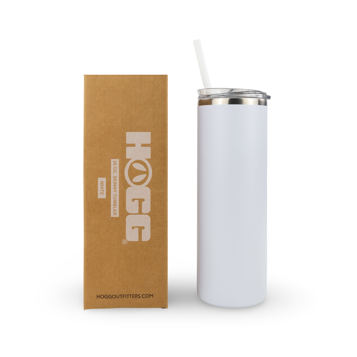 20oz powder coated skinny tumbler - White