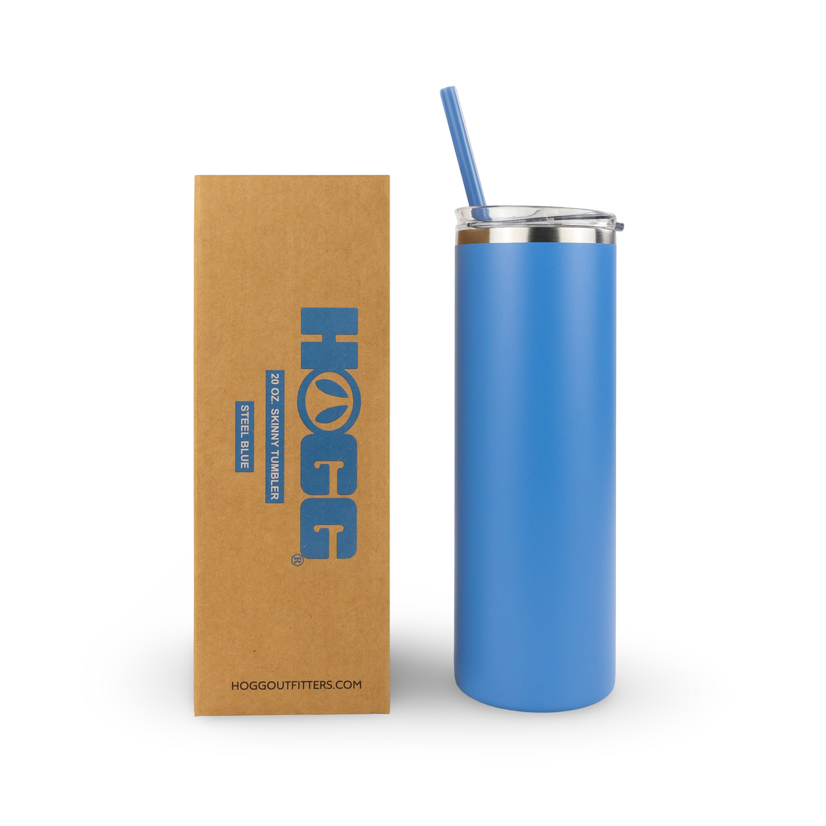 20oz powder coated skinny tumbler - Steel Blue