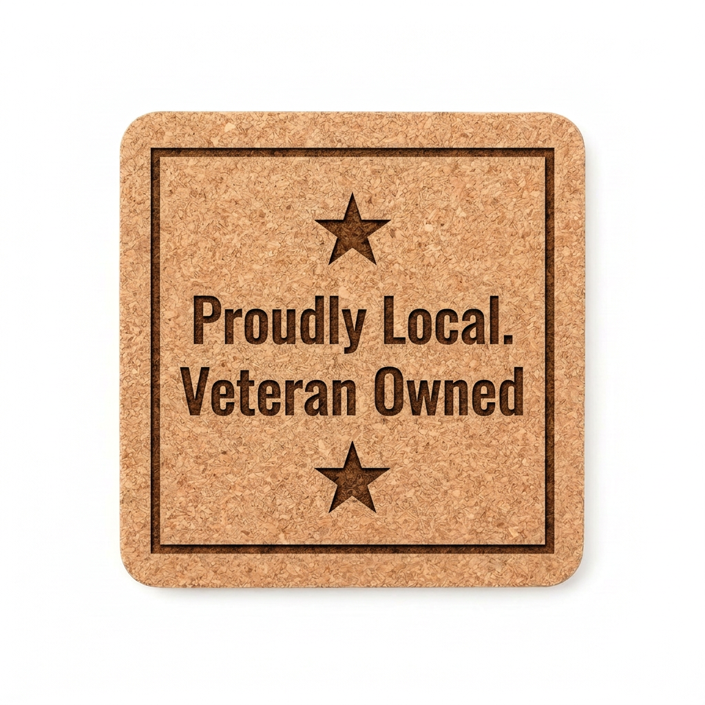 Custom Laser Engraved Cork Coaster (Circle and Square)