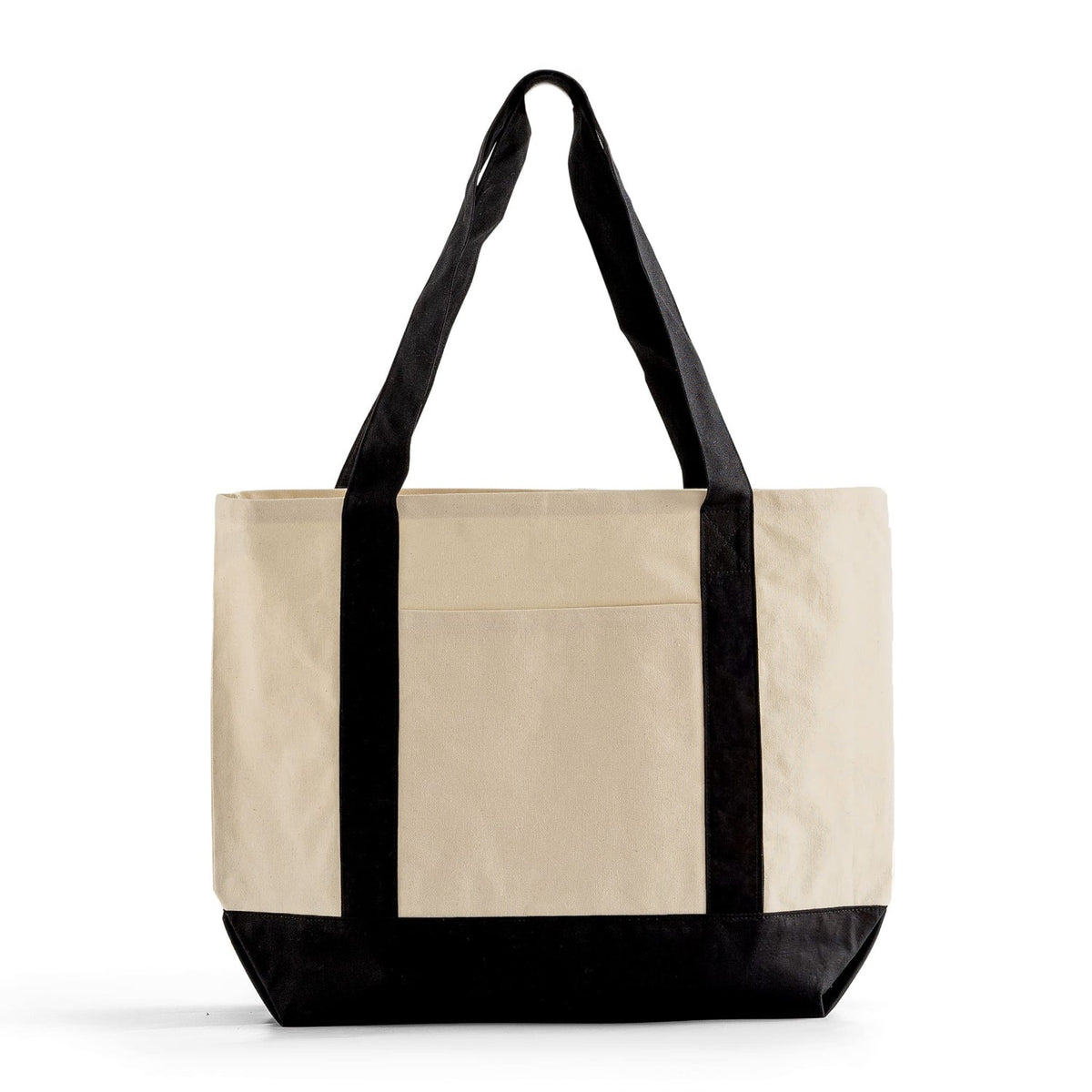 Custom large canvas shopping tote - Beige with Black Trim